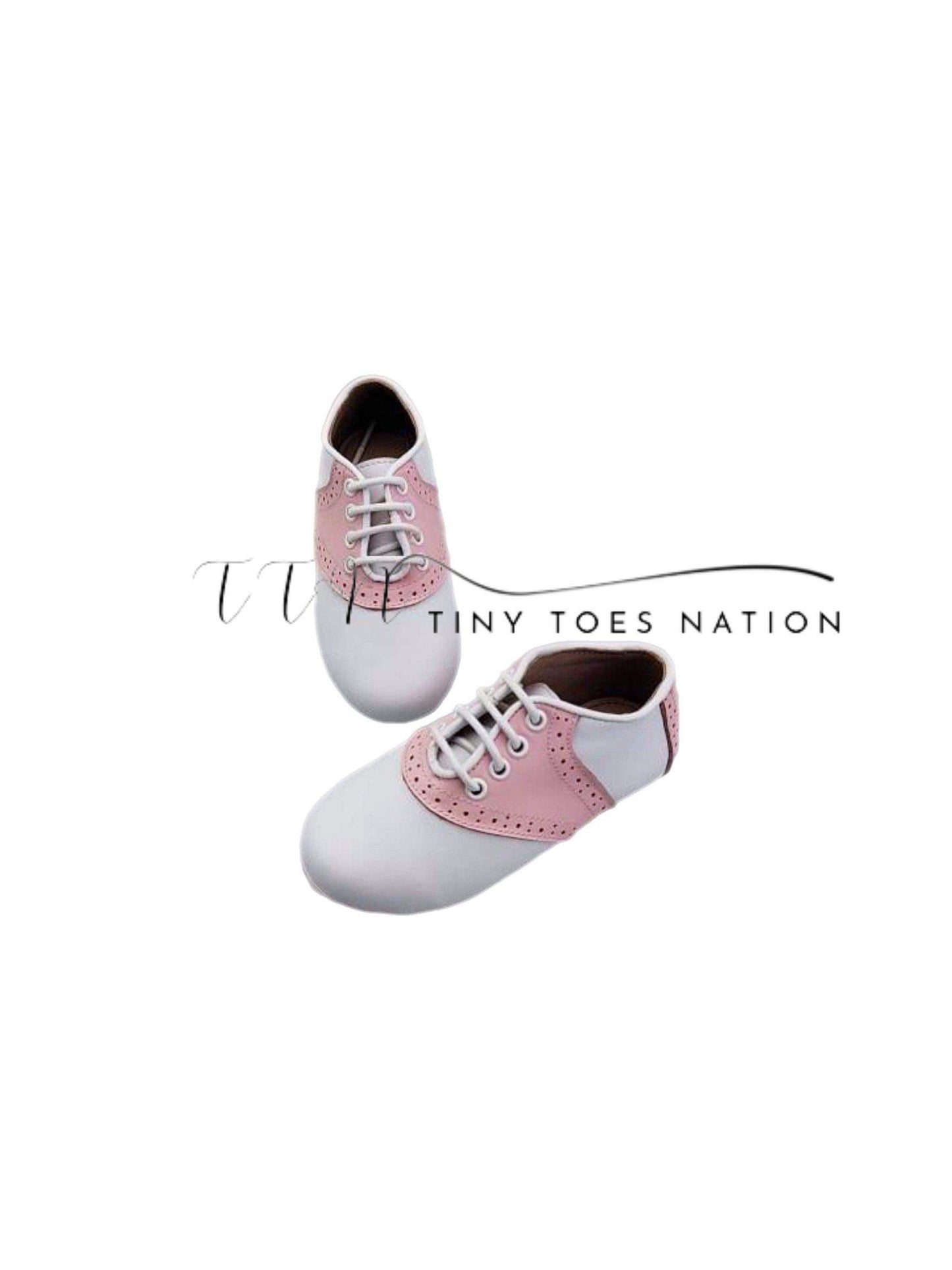 Adult pink saddle shoes