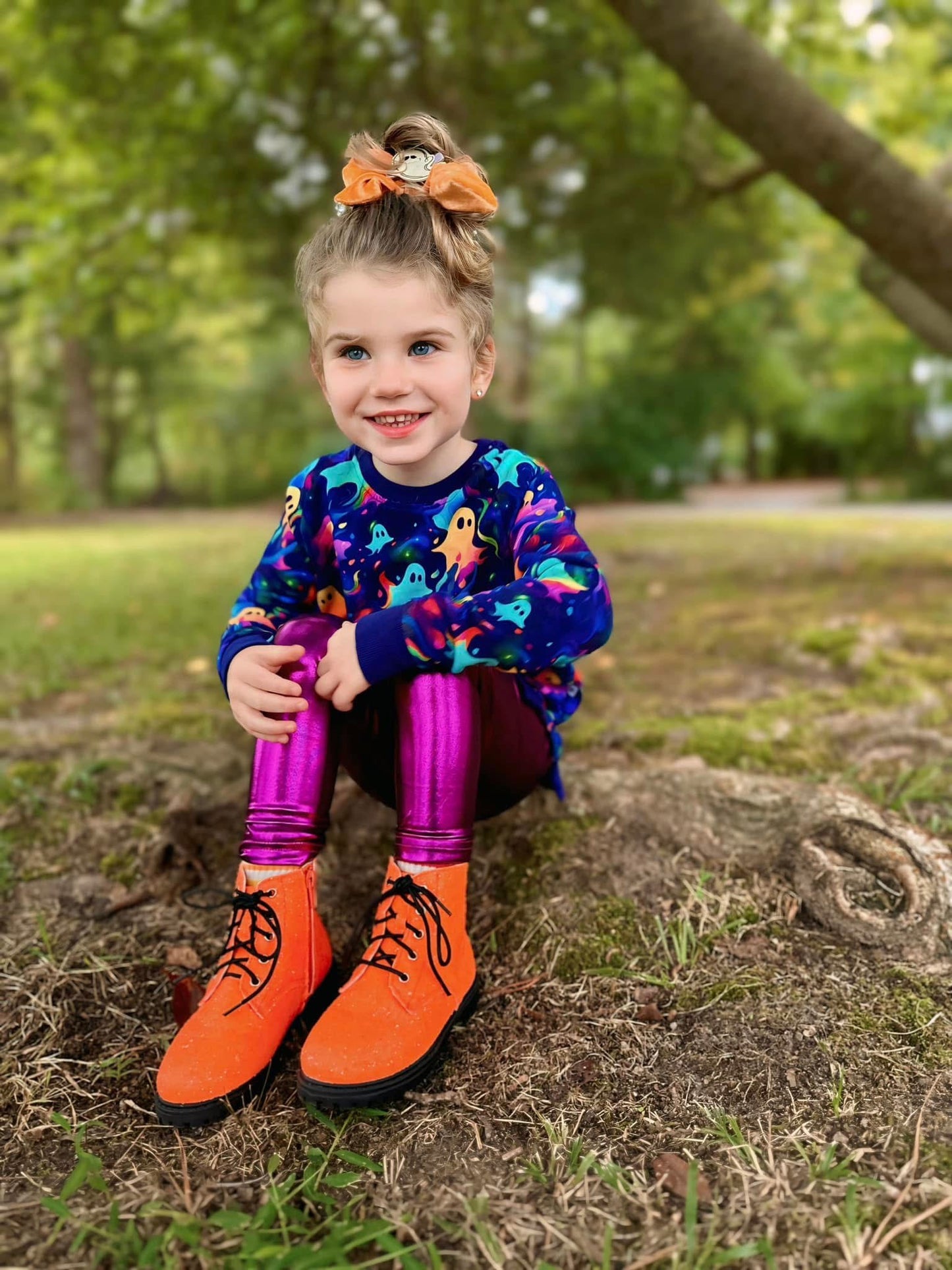 Orange Sparkle Combat Boots