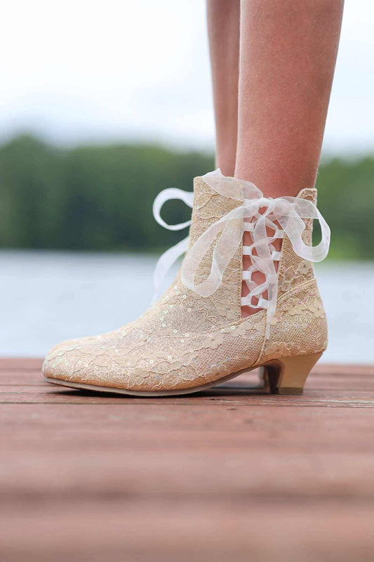 Gold Lace Sparkle Penelope Heel