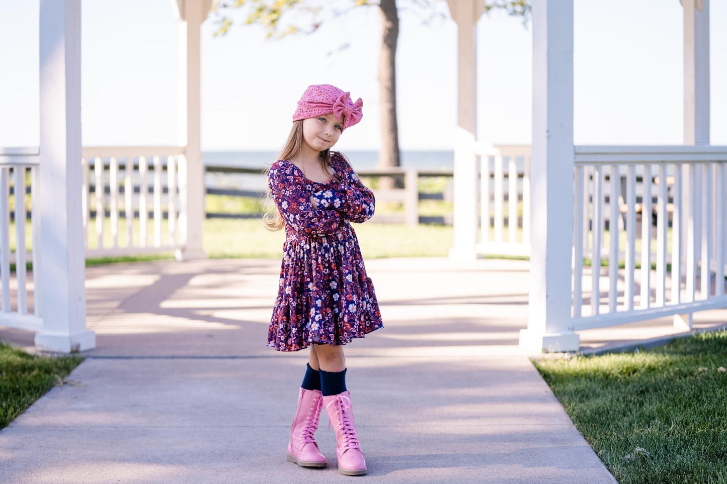 Pink Leather Knee High Lace-Up Boot