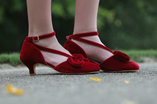 Maroon Velvet Heels