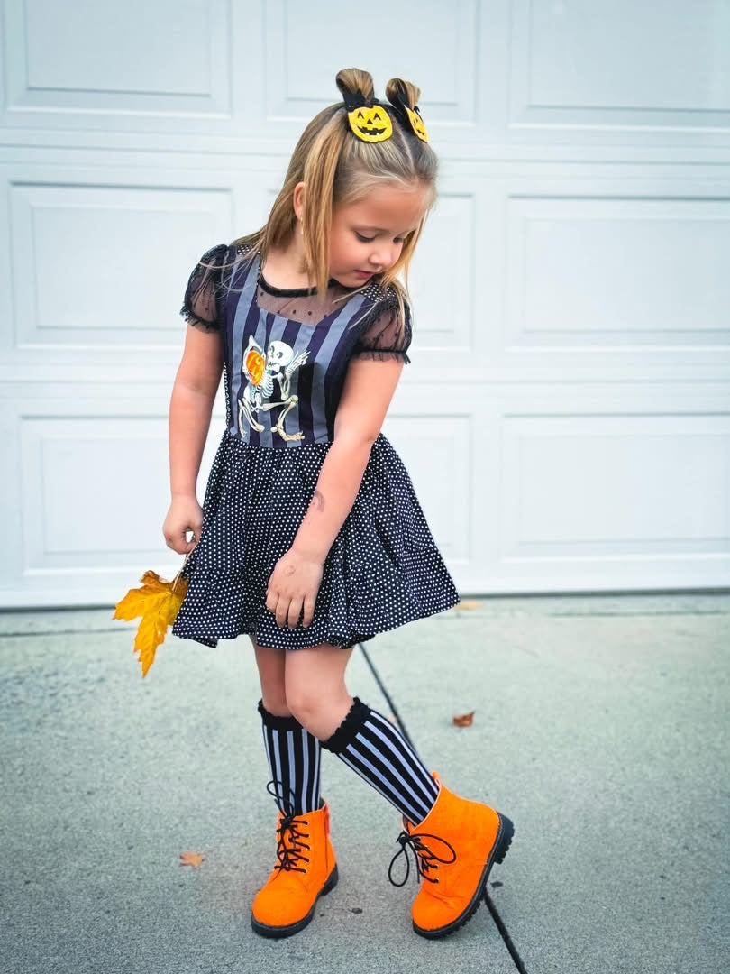 Orange Sparkle Combat Boots