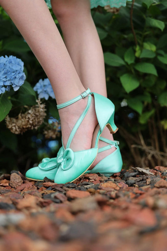 Mint Satin Heels