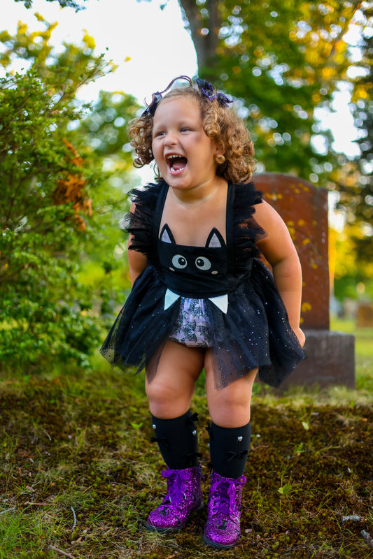 Purple Sparkle Cat Combat Boots