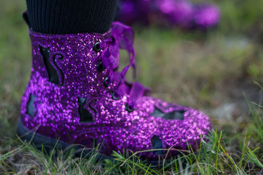 Purple Sparkle Cat Combat Boots