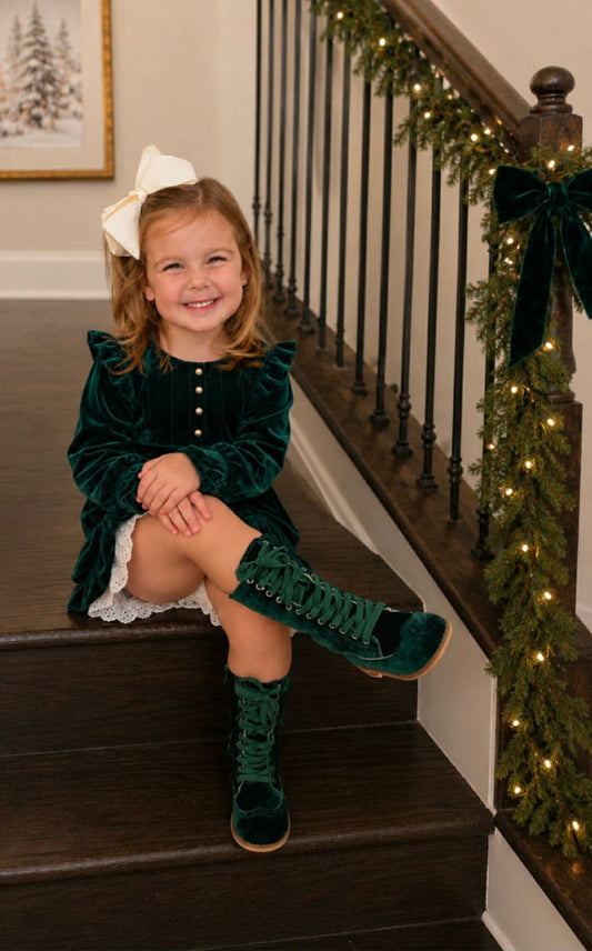 Evergreen Velvet Knee High Boots
