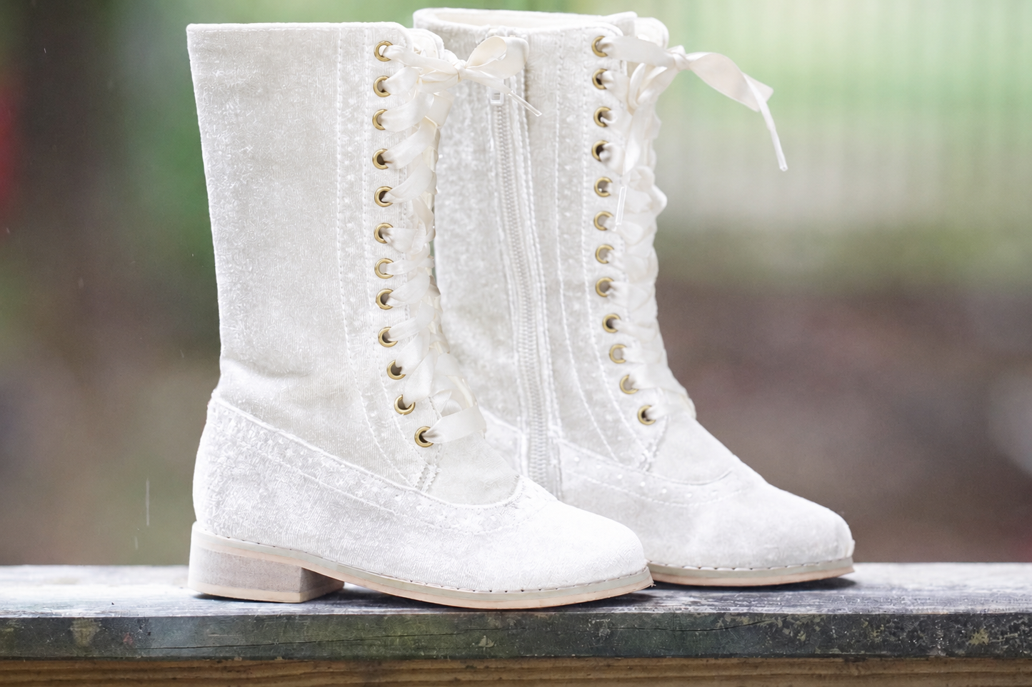 Pre Order White Velvet Boot