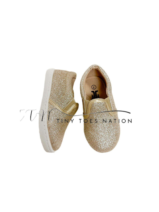 Gold sparkle slip on