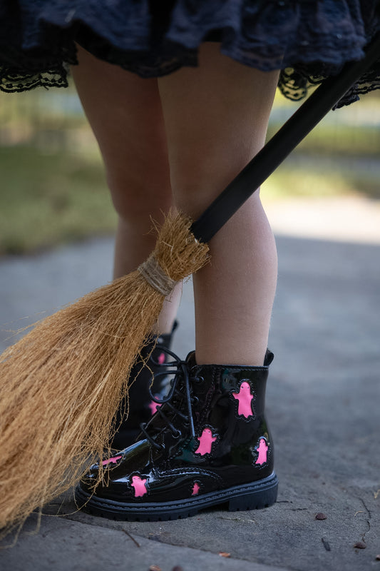 Black/Pink Ghost Combat Boots