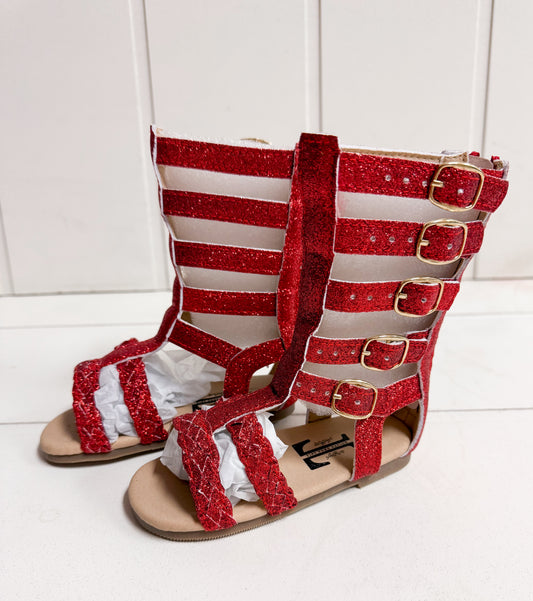 Red shimmer gladiators