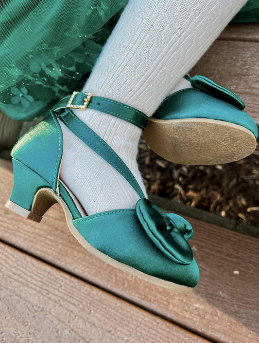 Evergreen Satin Heels