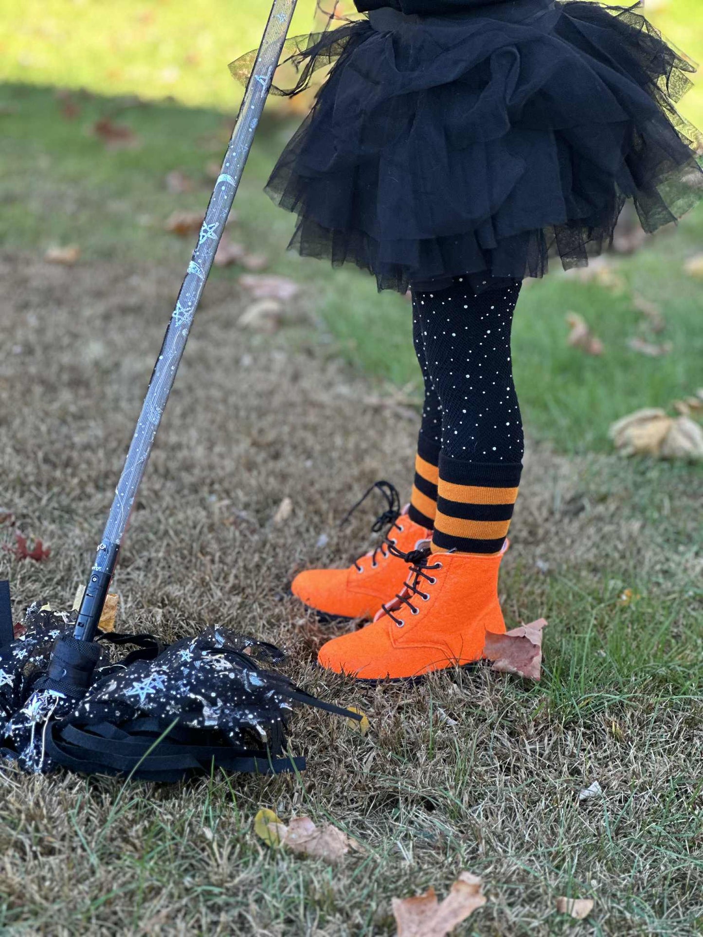 Orange Sparkle Combat Boots