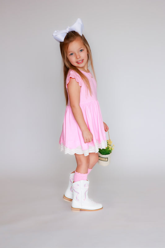 Embroidered Pink Cowgirl Boot