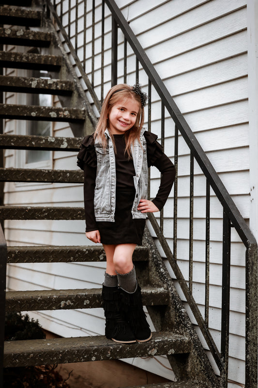 Black Suede Fringe Boots