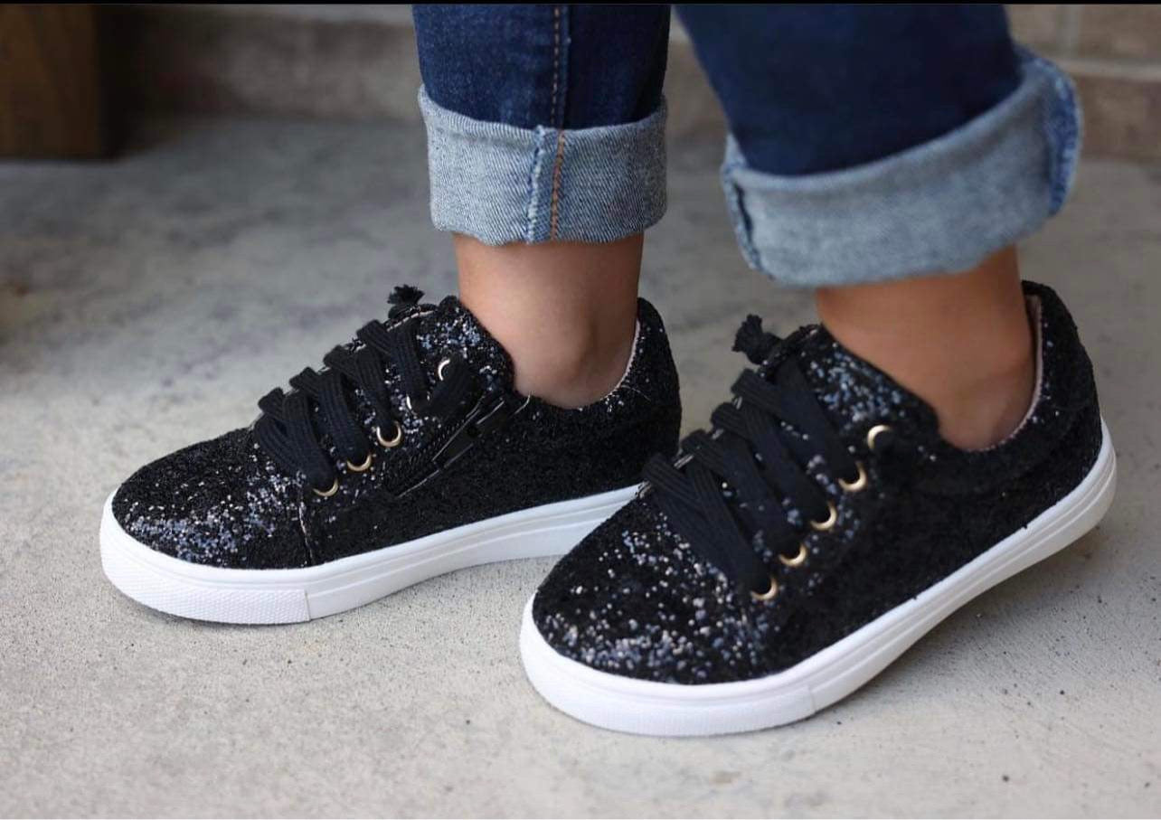 Black sparkle sneakers