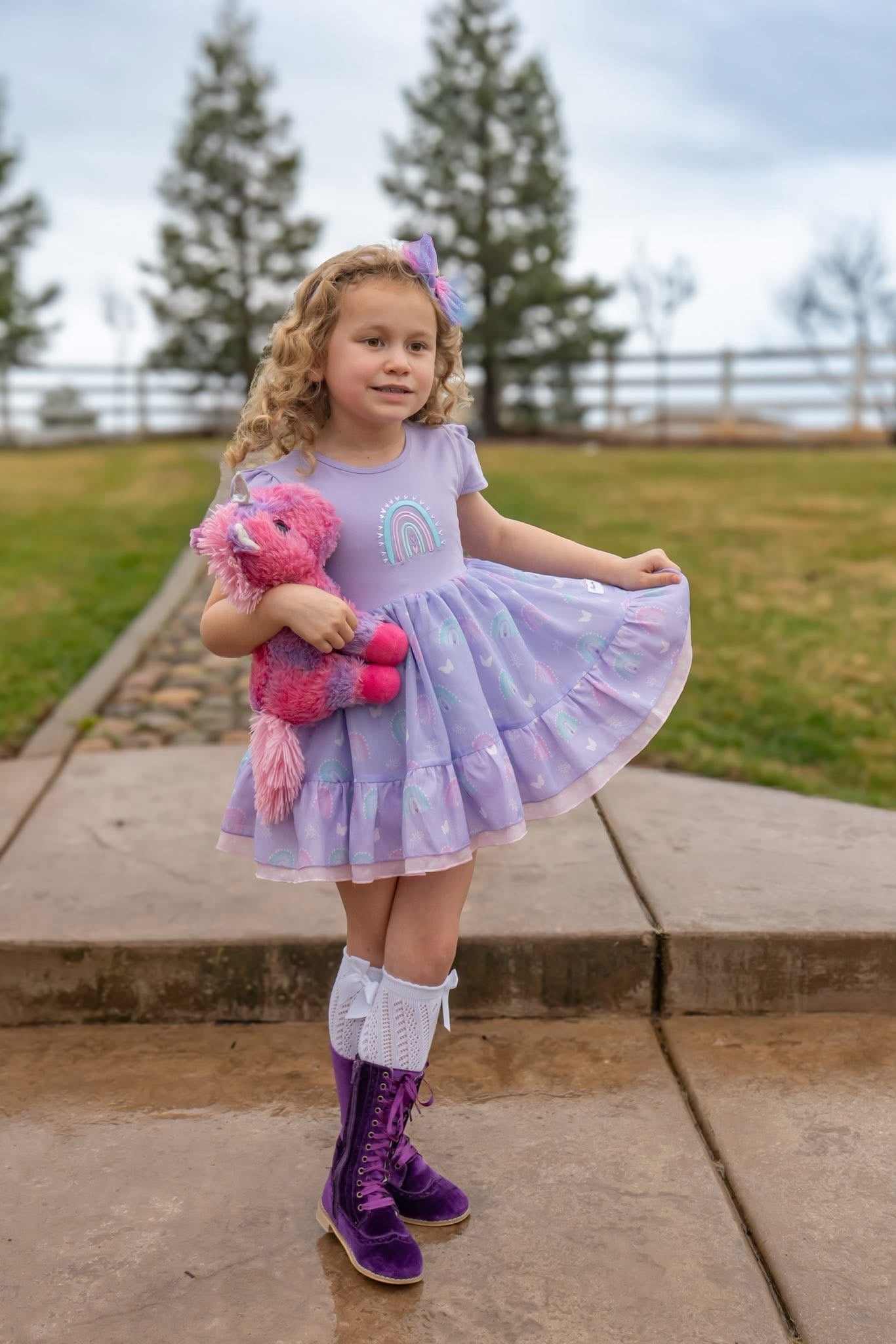 Purple Velvet Lace Up Boot