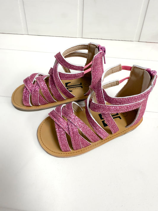 Pink shimmer strap sandal