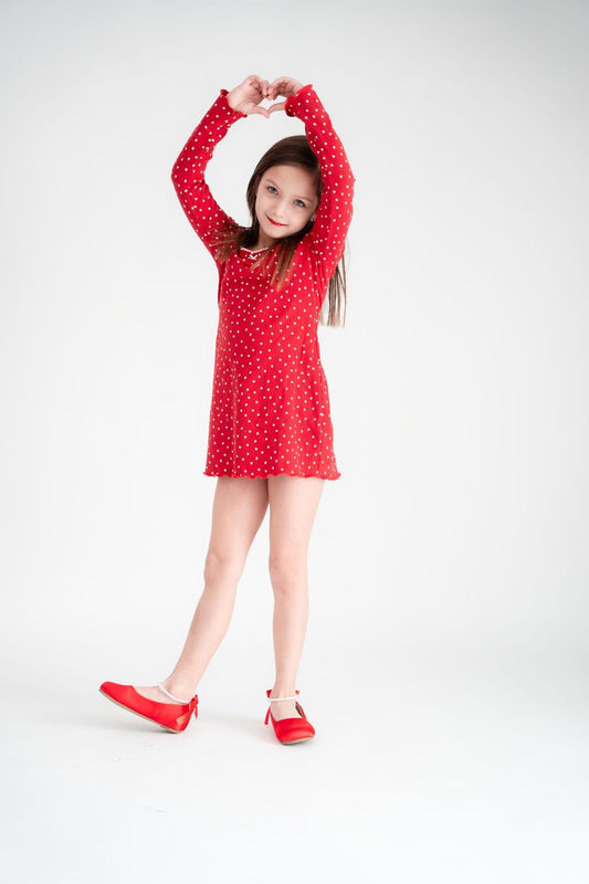 Red Satin Pearl Flats