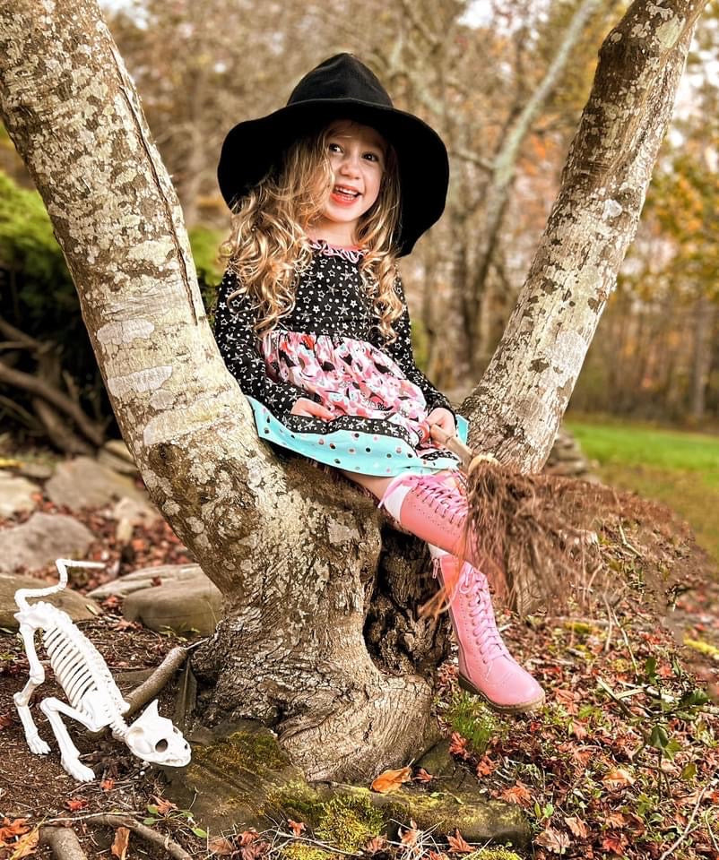 Pink Leather Knee High Lace-Up Boot