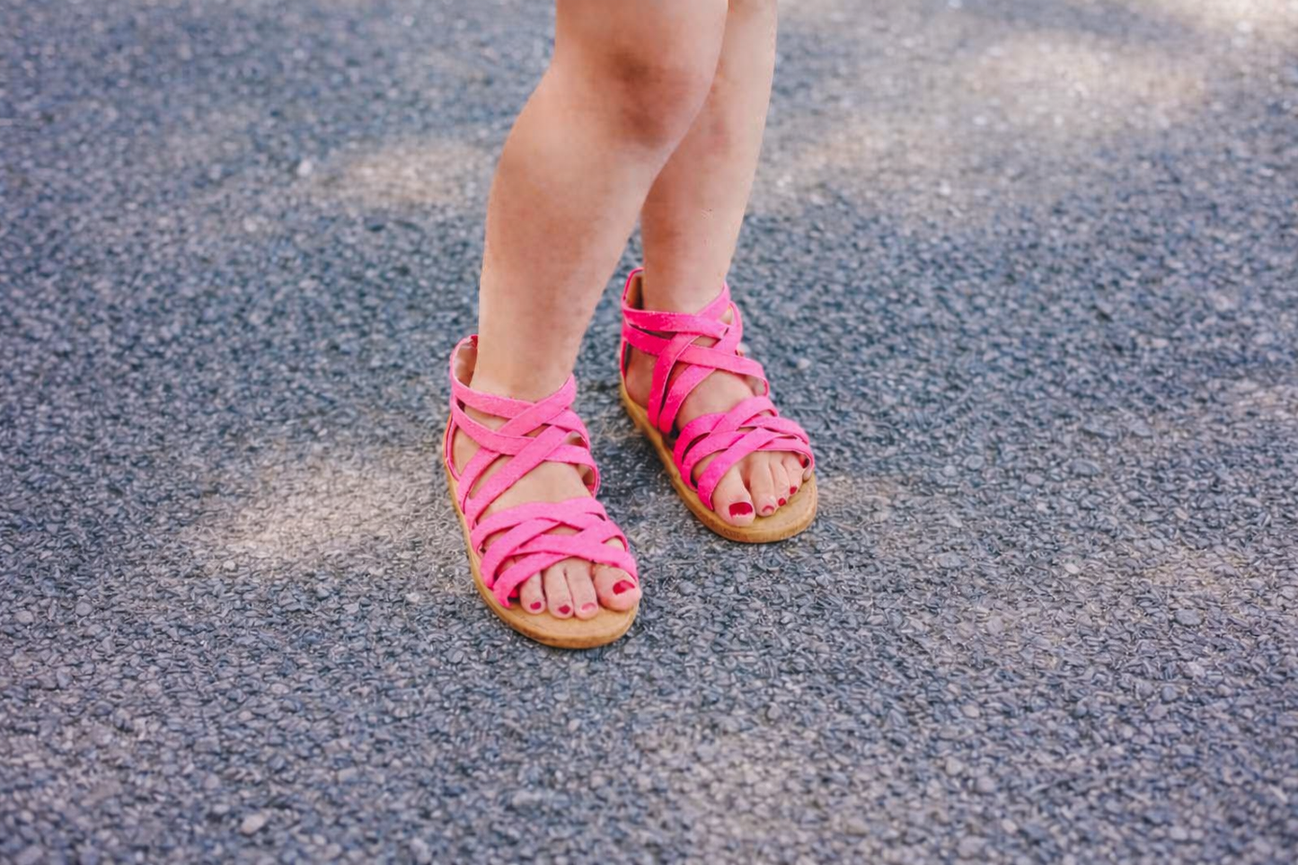 Pre-Order Neon Pink Shimmer Strap Sandal