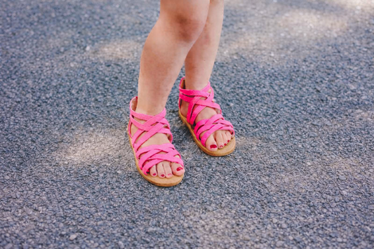 Pre-Order Neon Pink Shimmer Strap Sandal