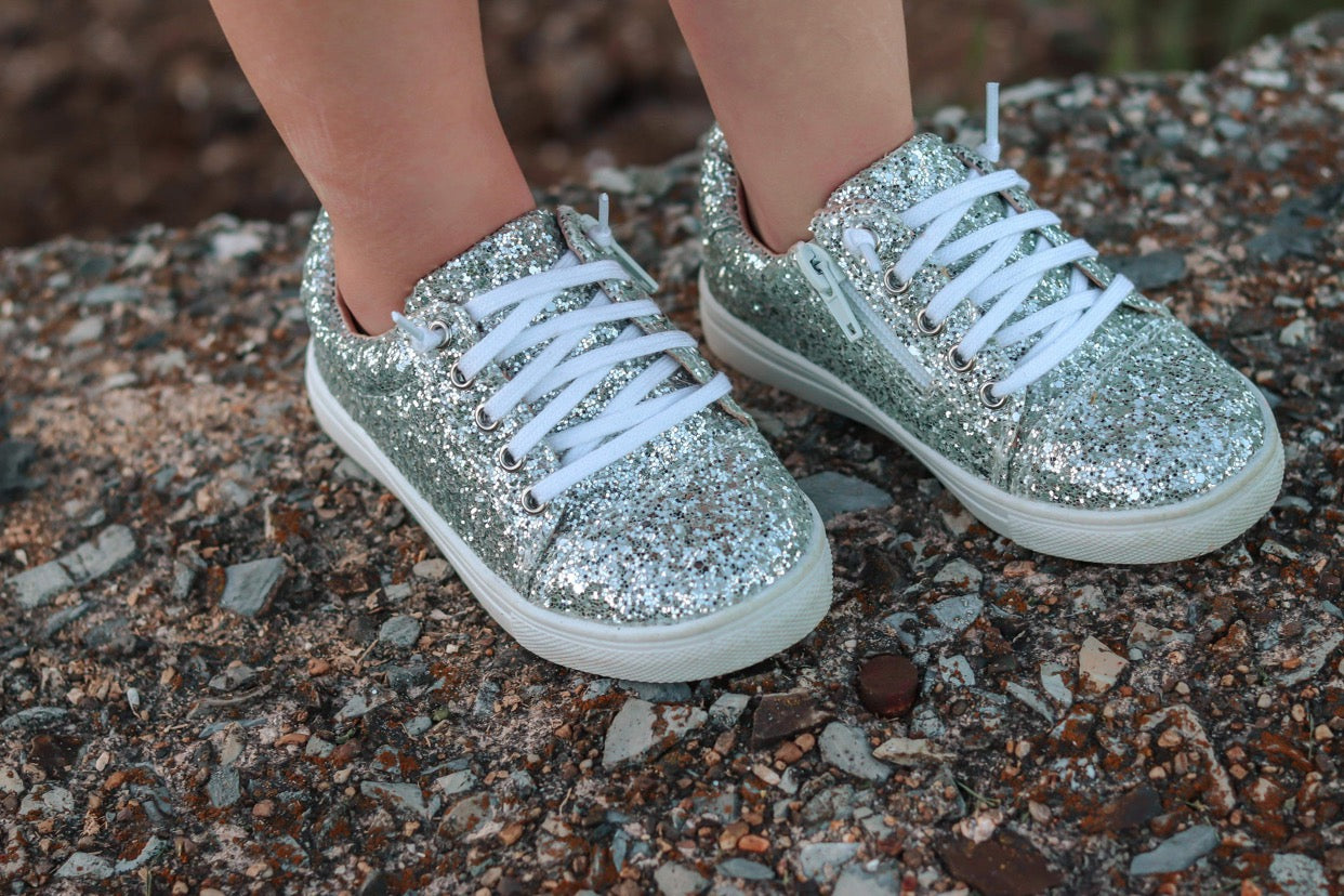 Silver sparkle sneakers