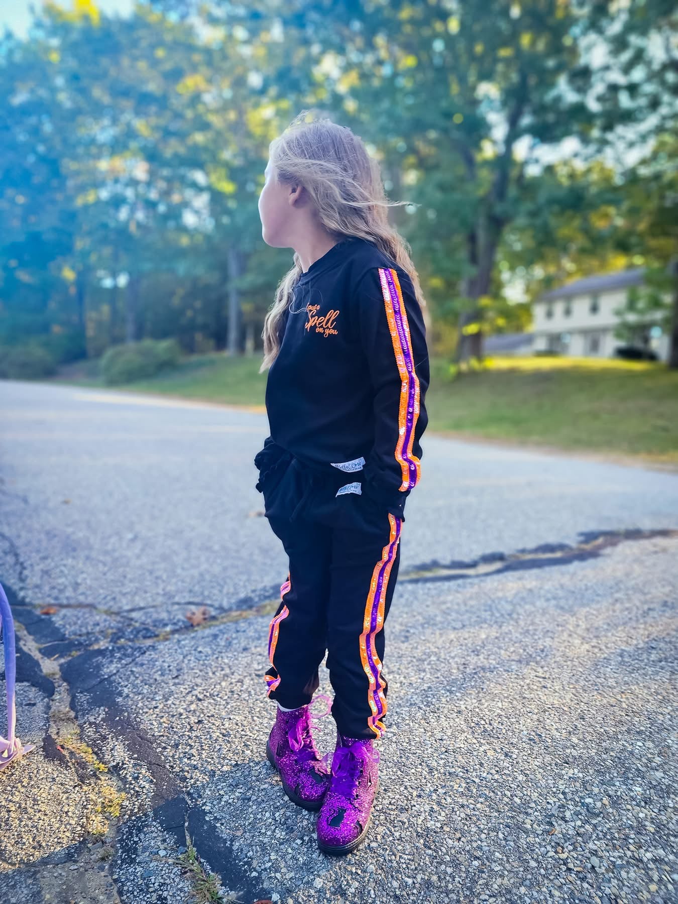 Pre Order Purple Sparkle Cat Combat Boots