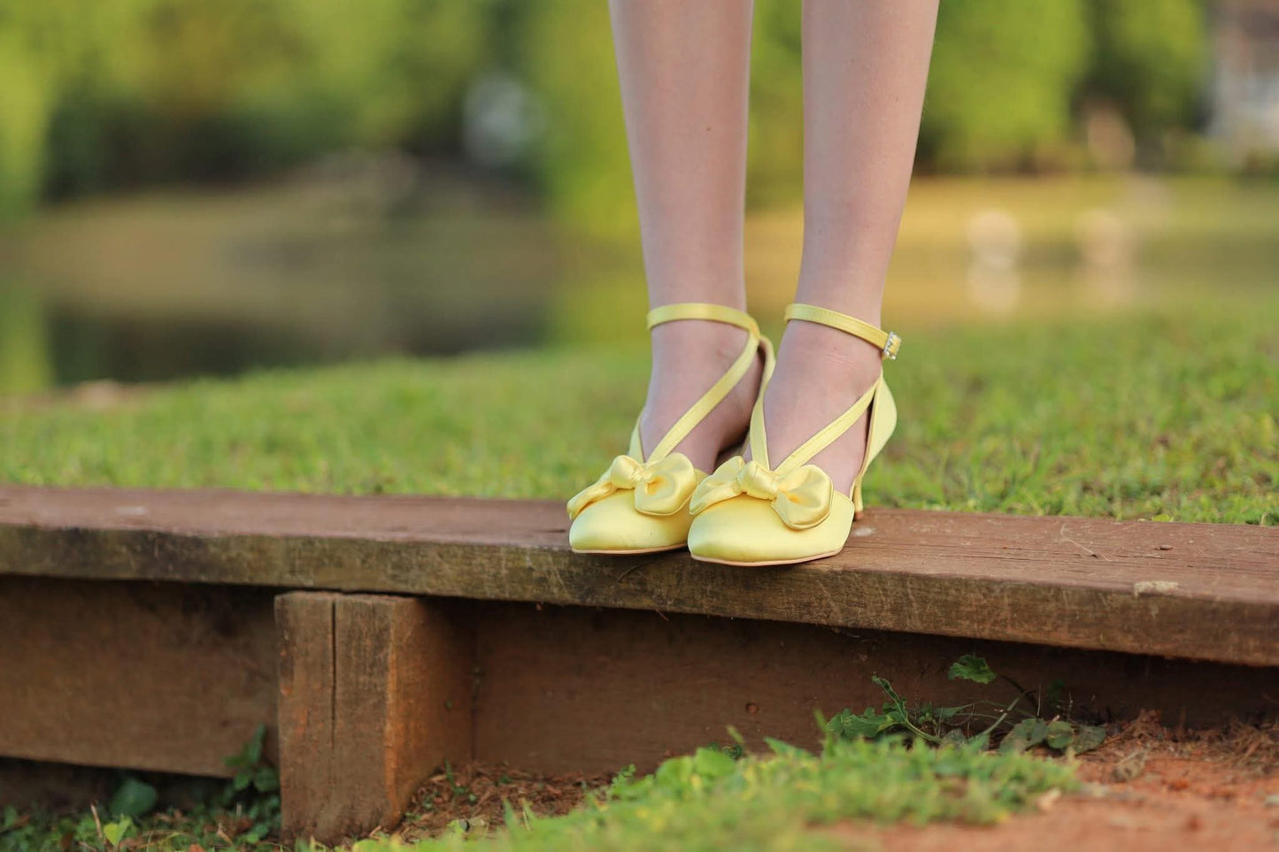 Yellow Satin Heels
