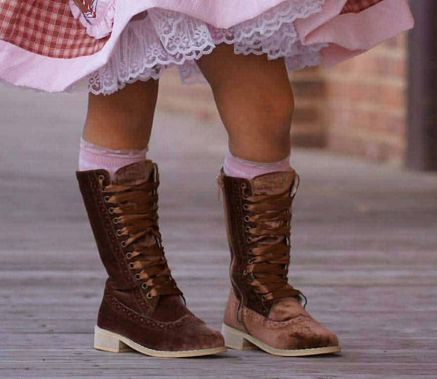 Pre Order Dark Brown Velvet Boot