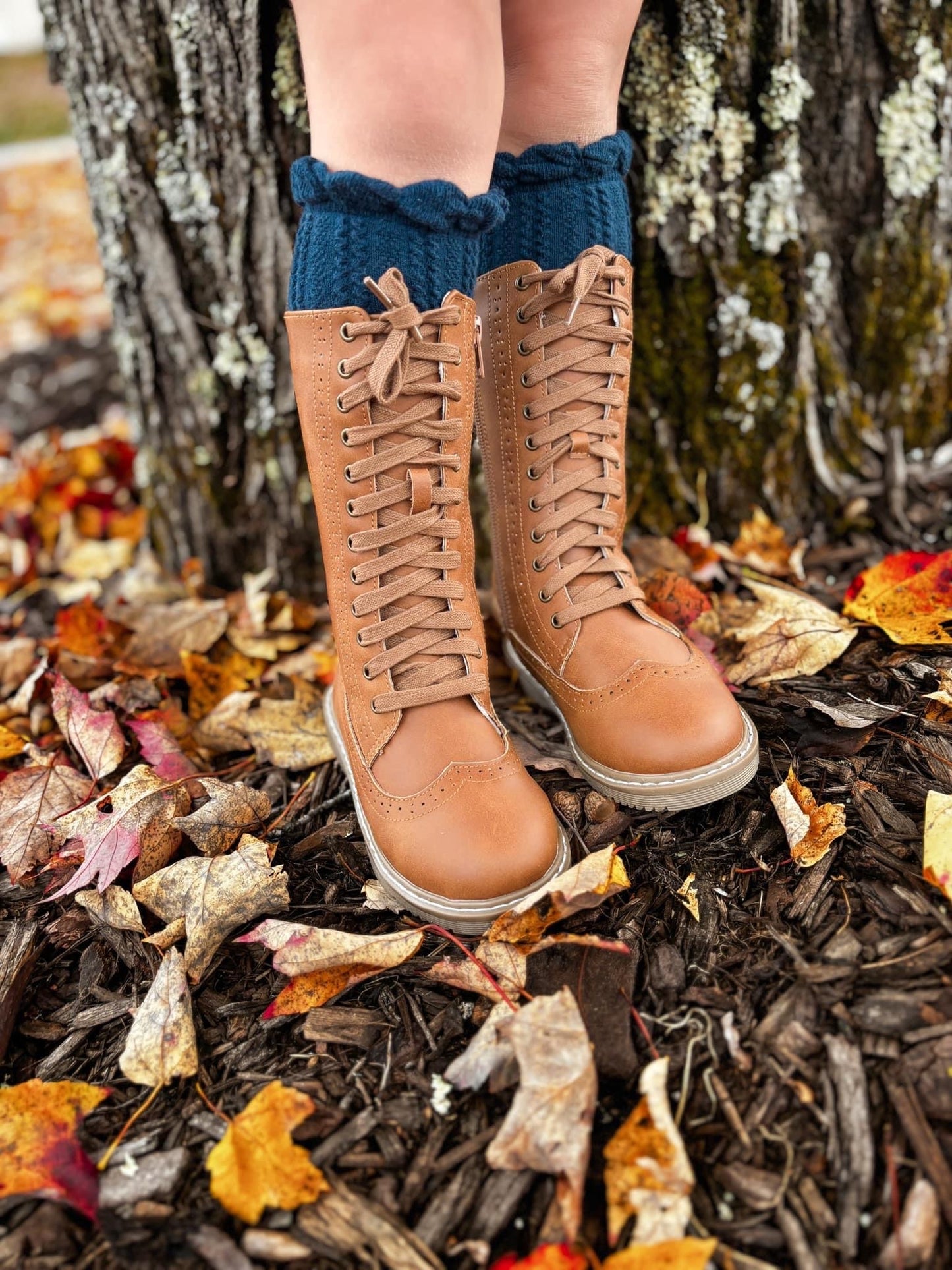 Brown Leather Knee High Lace-Up Boot