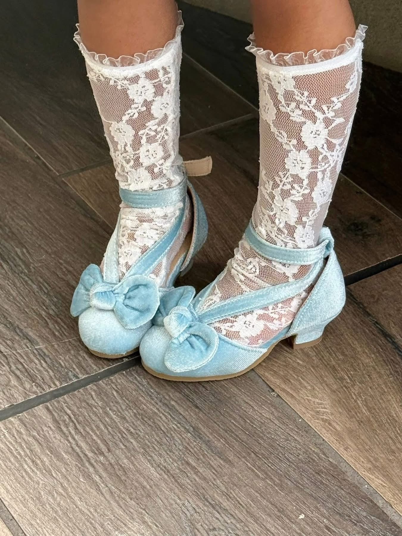 Ice Blue Velvet Heels