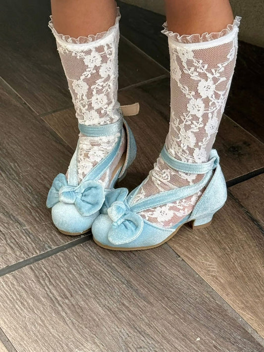 Ice Blue Velvet Heels