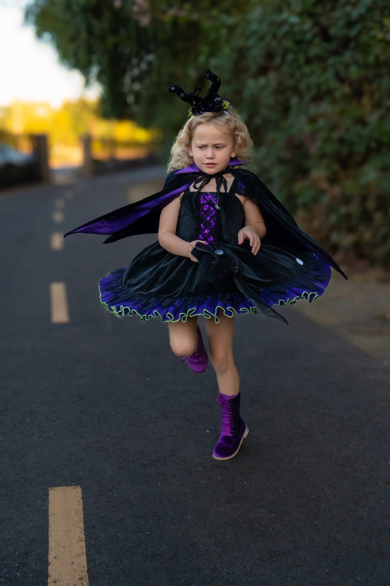 Purple Velvet Lace Up Boot