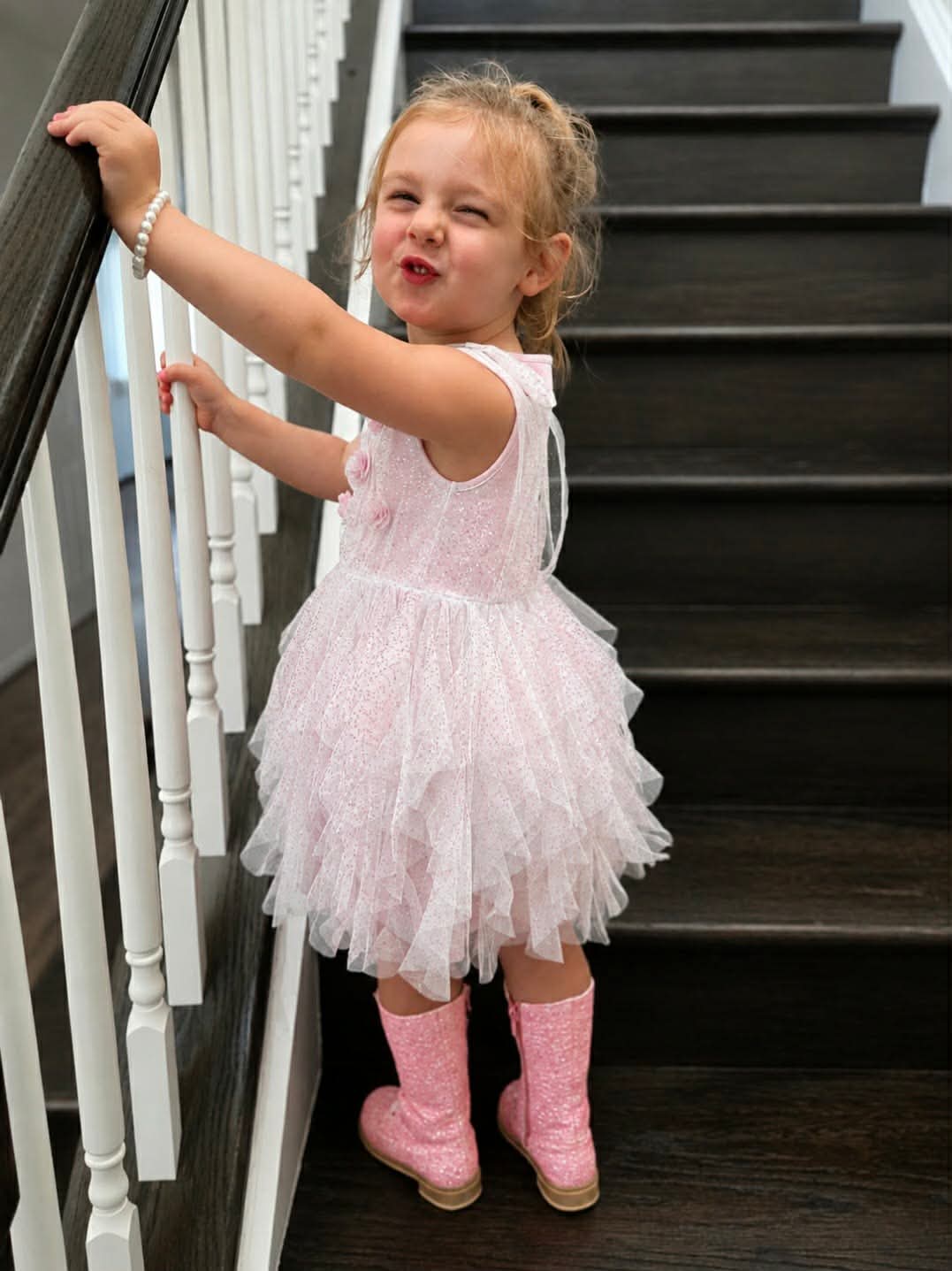 Pre Order Pink Sparkle Lace Knee High Boots