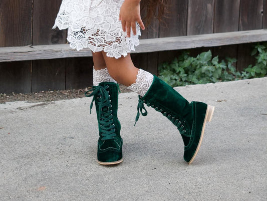 Evergreen Velvet Knee High Boots