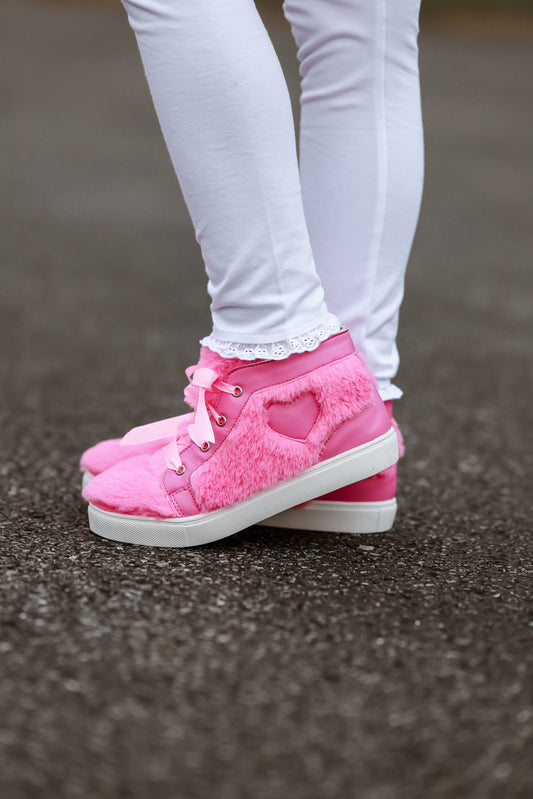 Fuzzy Heart Sneakers
