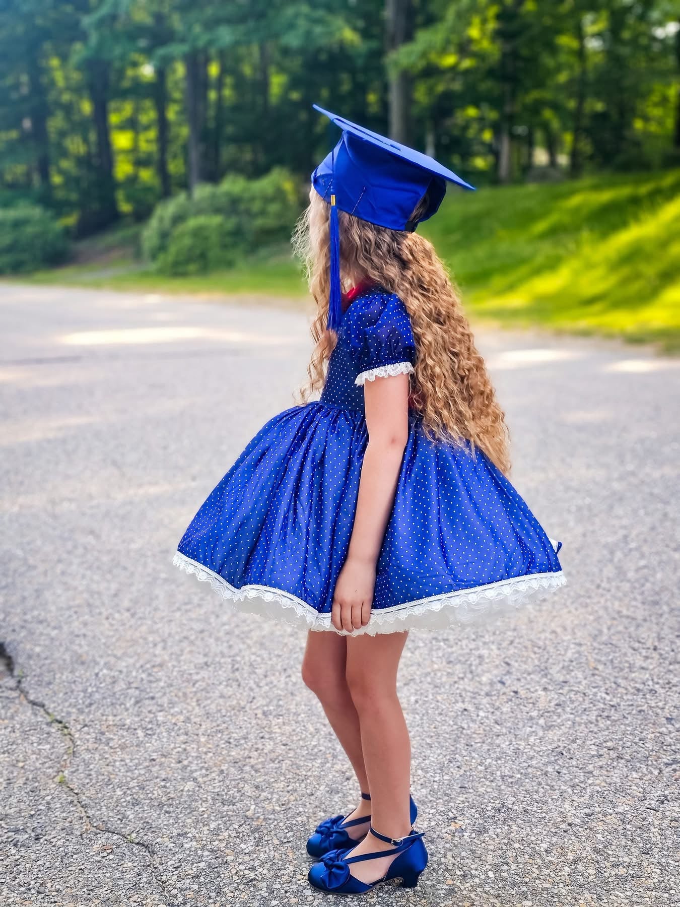 Navy Satin Heels