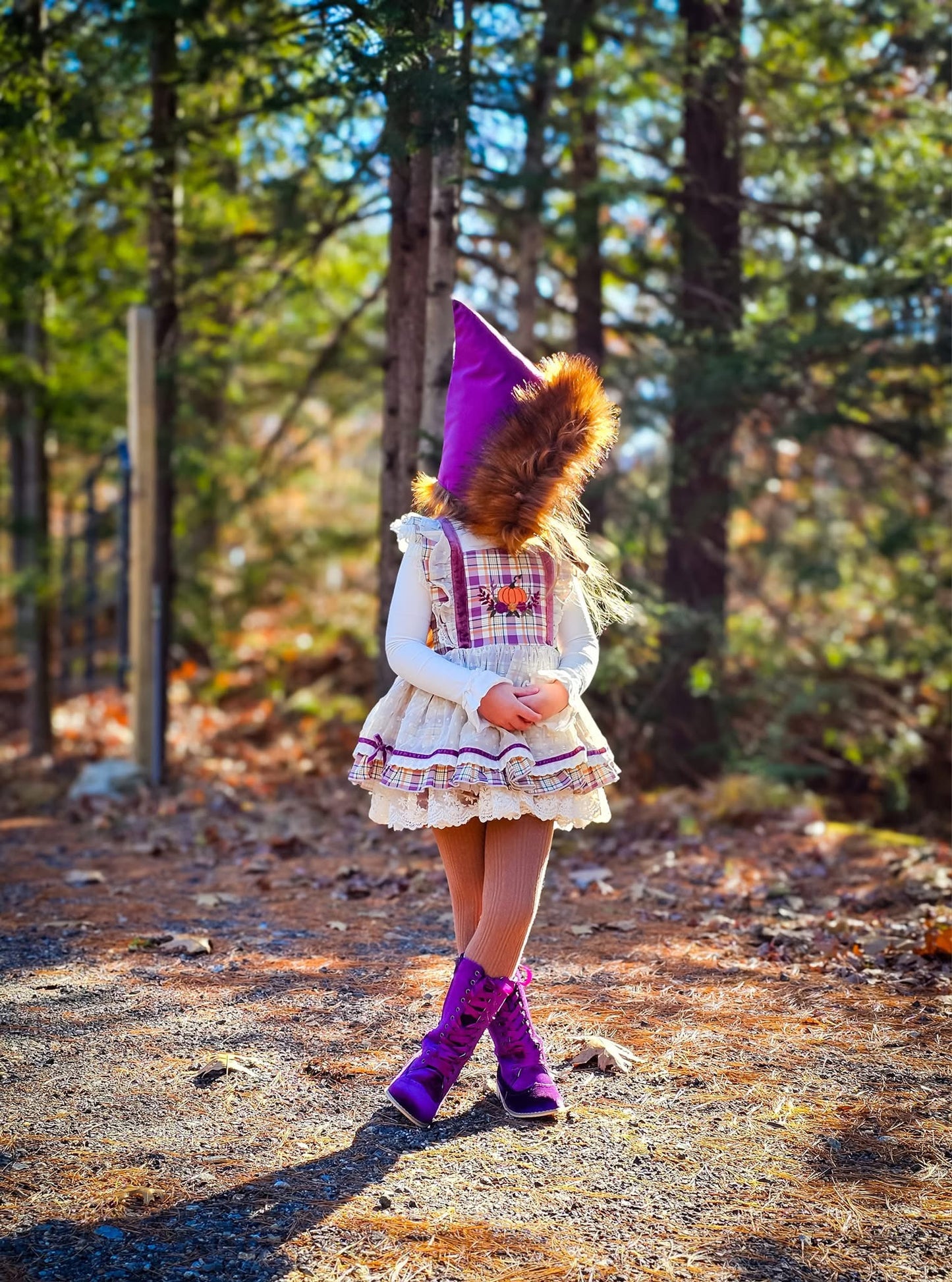 Purple Velvet Lace Up Boot