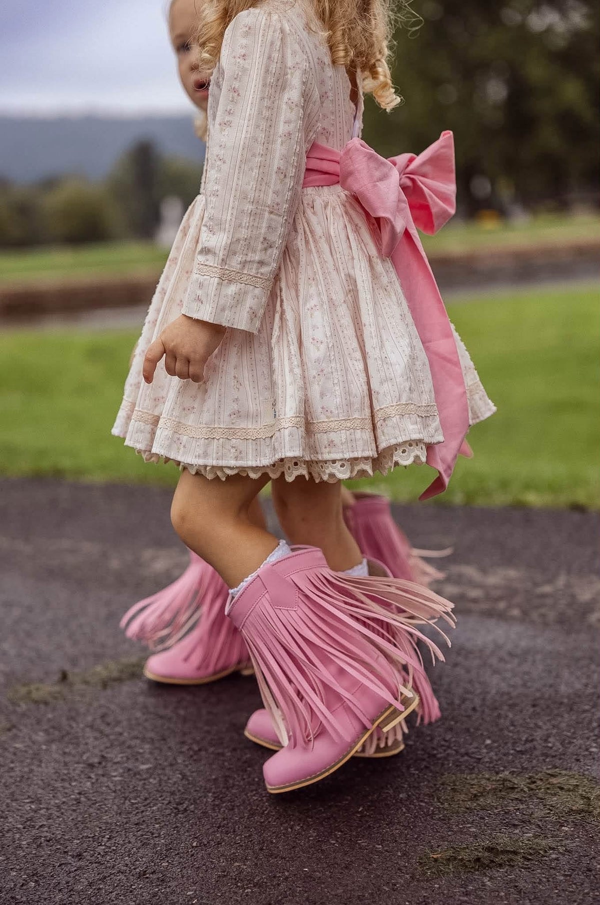 Light Pink Fringe Boots