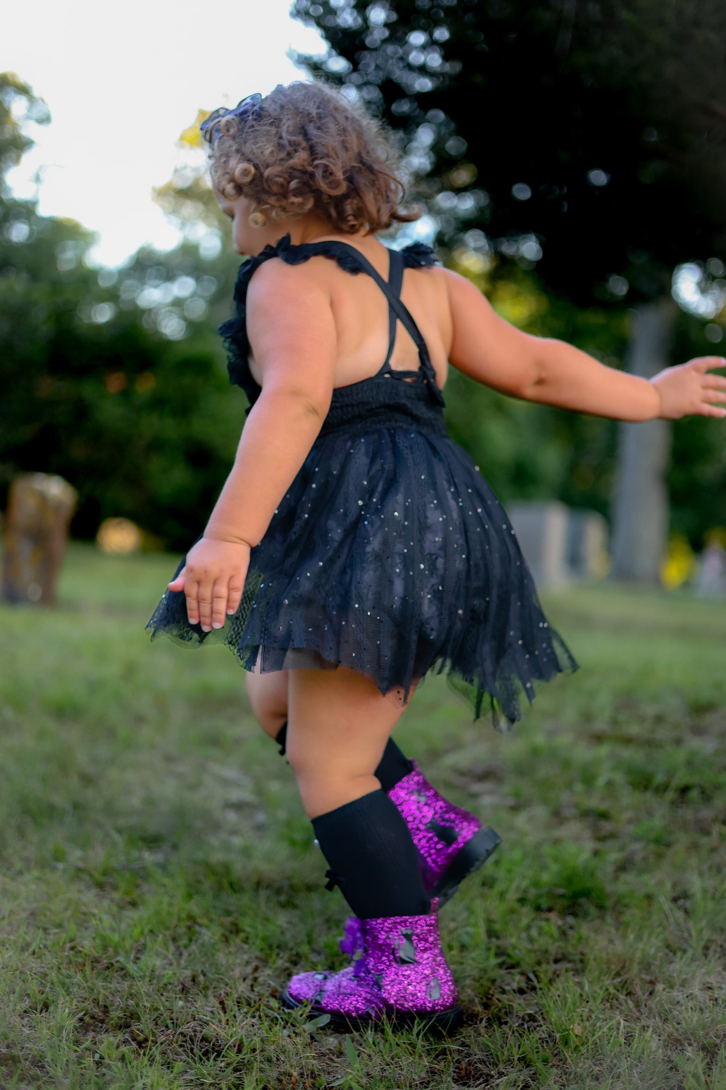 Purple Sparkle Cat Combat Boots