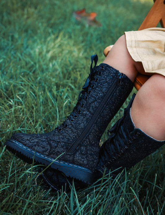 Black Sparkle Lace Boots