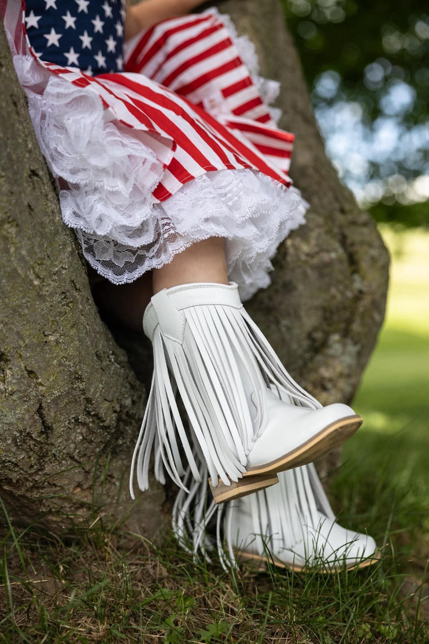 White Fringe Boots