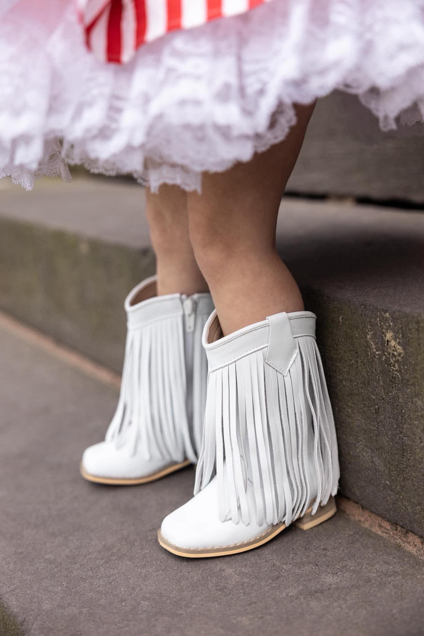 White Fringe Boots