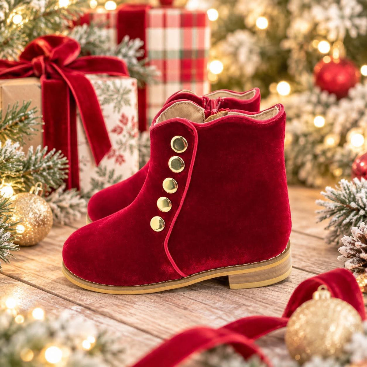 Maroon Velvet Rory Boot