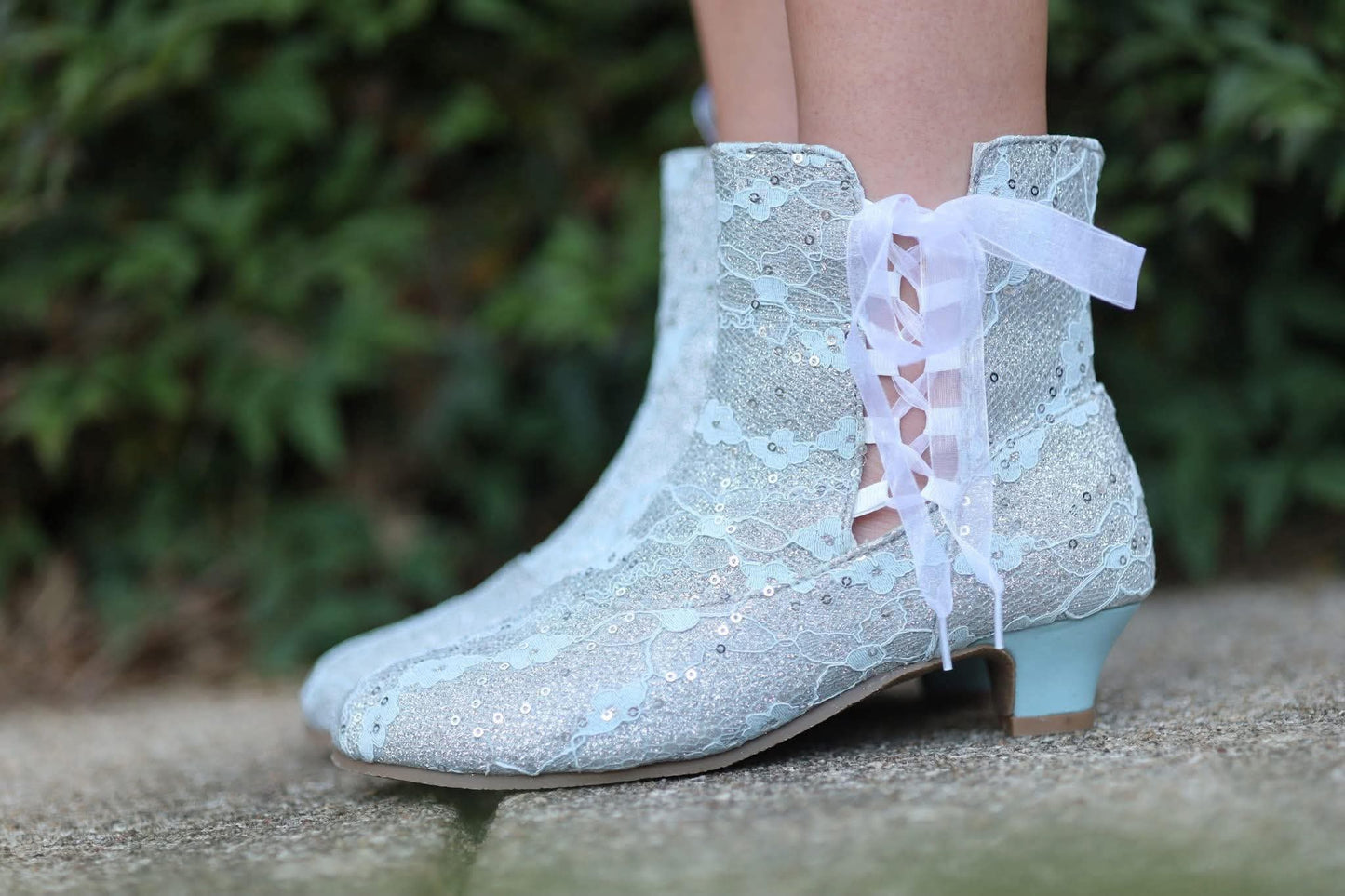 Pre Order Blue Lace Sparkle Penelope Heel