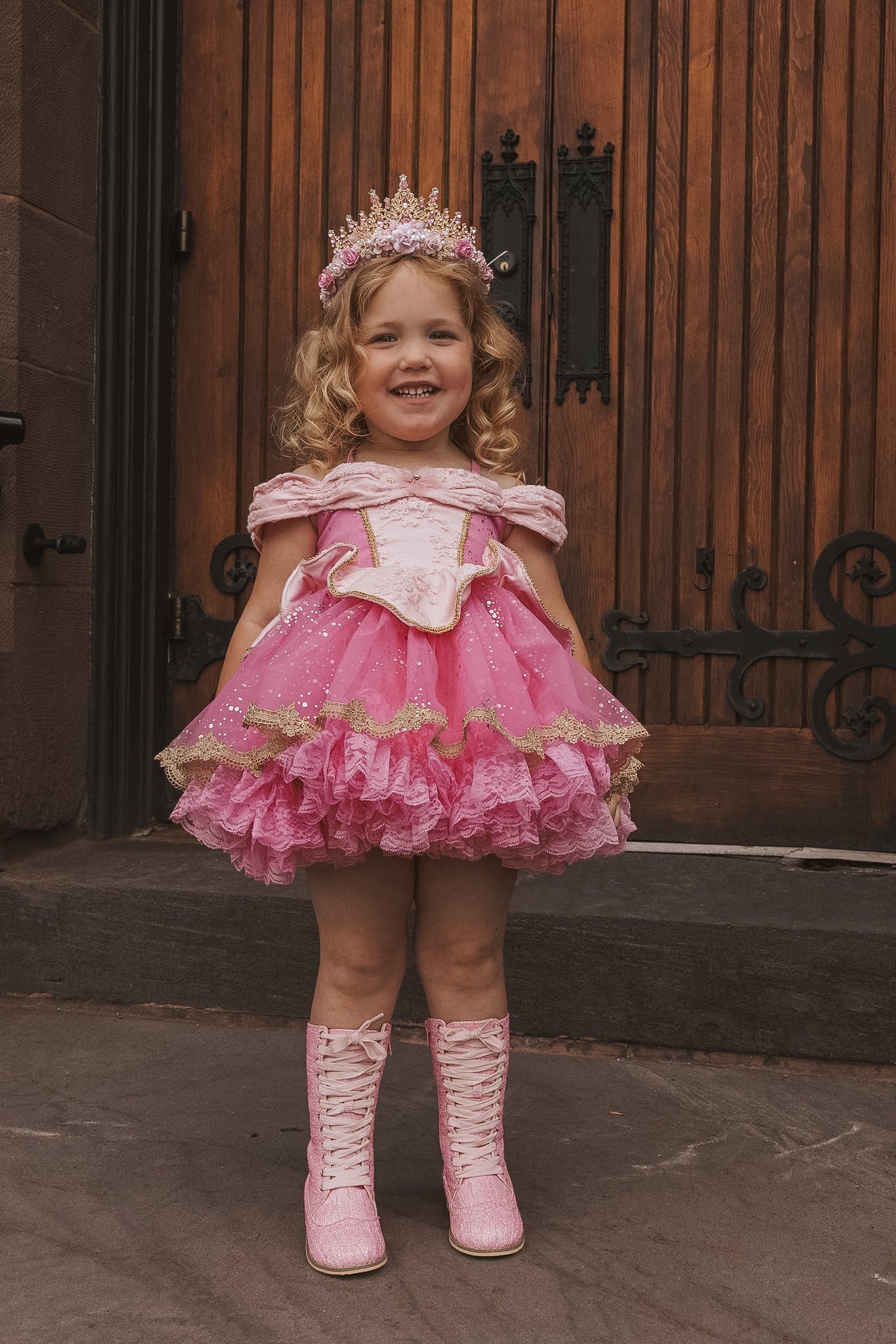 Pre Order Pink Sparkle Lace Knee High Boots