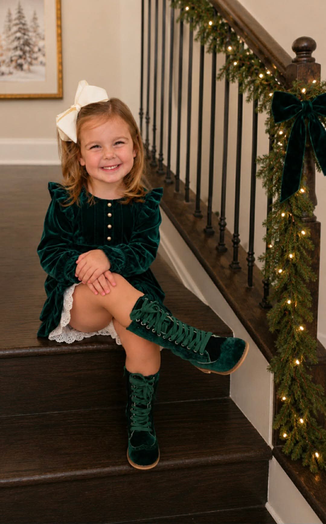 Pre Order Evergreen Velvet Knee High Boots