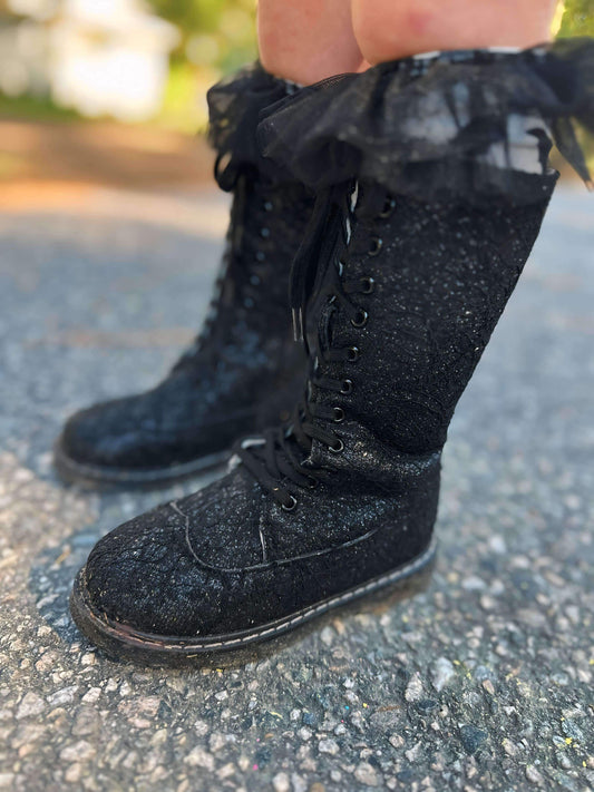 Black Sparkle Lace Boots