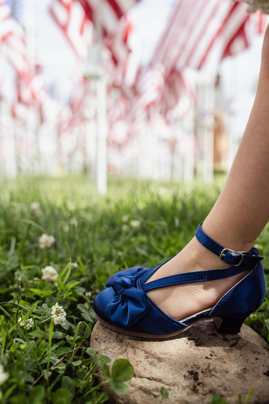 Navy Satin Heels