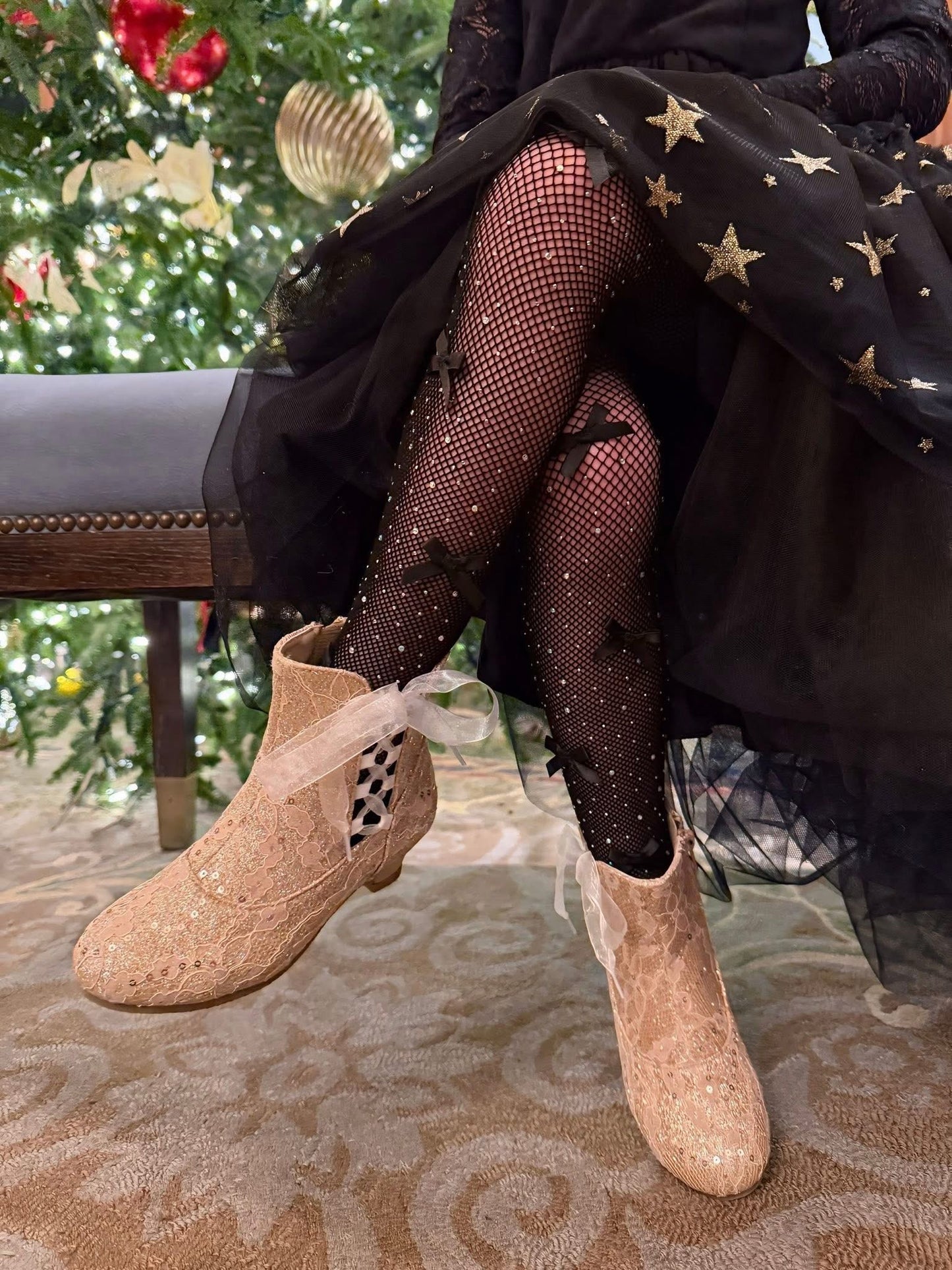 Pre Order Gold Lace Sparkle Penelope Heel